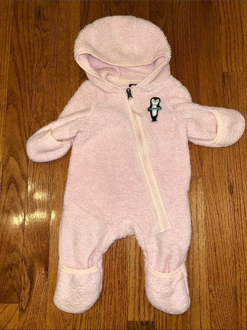 The North Face Infant Pink Sherpa Hooded One-Piece Snowsuit-0-3M